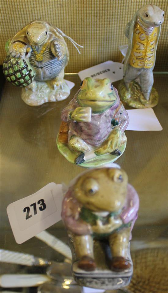 4 Beswick Beatrix Potter figures, Sir Isaac Newton, Alderman Ptolemy, Jeremy Fisher & Mr Jackson, brown back stamps